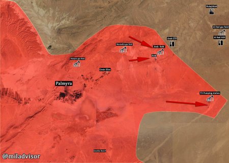 Сирийская армия взяла под контроль район Арак и нефтяную станцию Т-3 восточнее Пальмиры - Военный Обозреватель