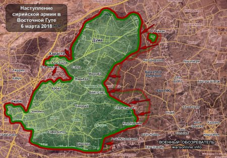 Восточная Гута 6 марта 2018: армия взяла большую часть Ар-Рейхана и подошла вплотную к восточным пригородам Дамаска