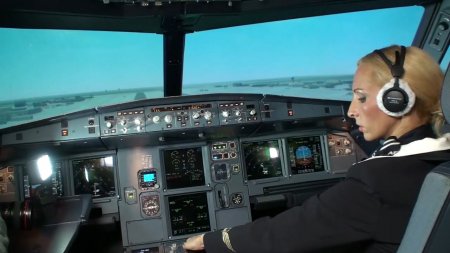 Стюардесса пытается посадить A320