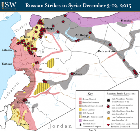 Карта боевых действий в Сирии и баз российской армии