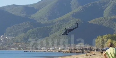 В Греции отдыхающие засняли на видео крушение военного Apache