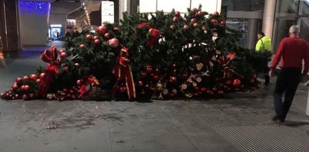 В «Борисполе» упала новогодняя елка